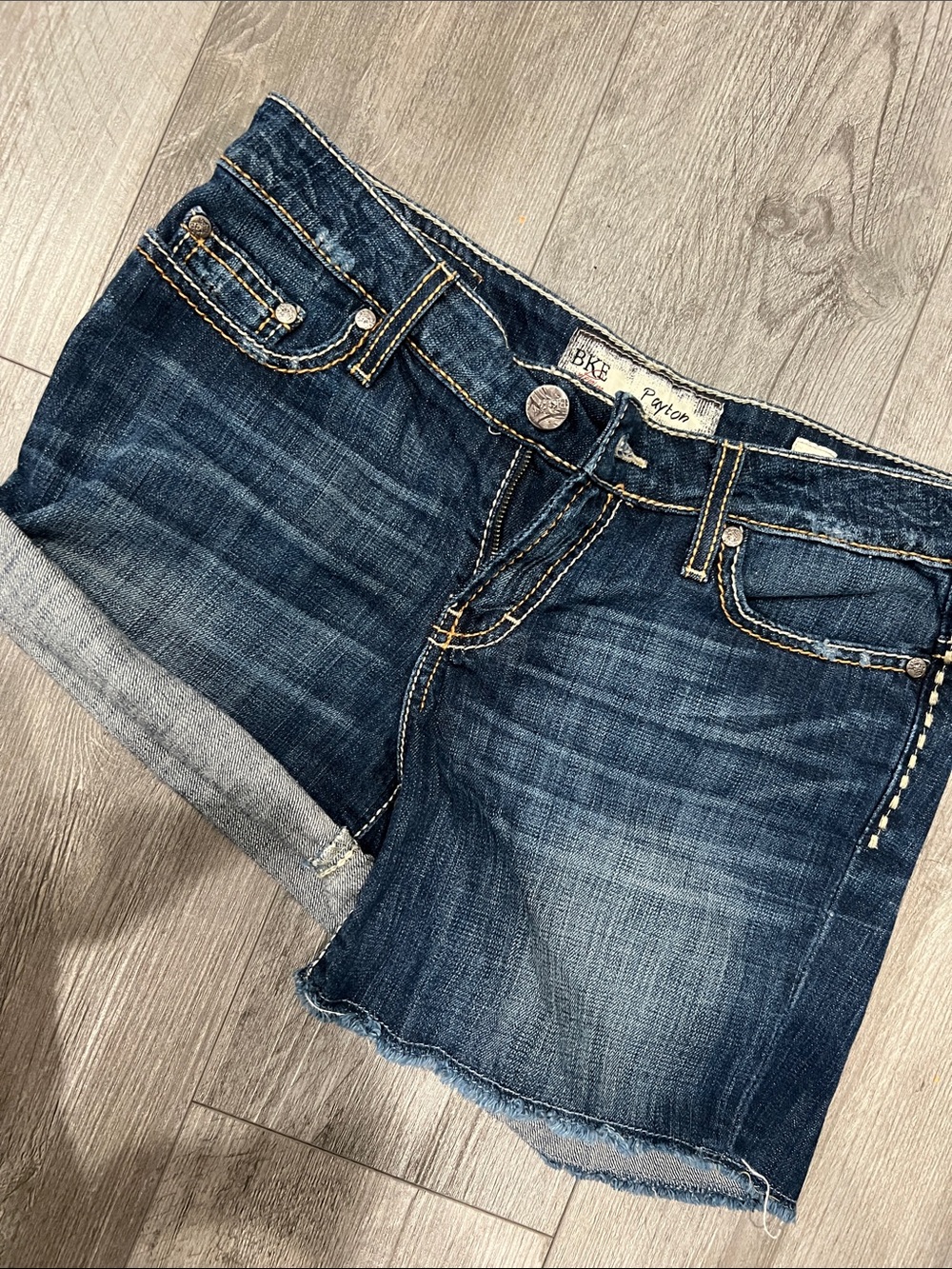 BKE Payton Rolled Hem Dark Blue Boyfriend Shorts